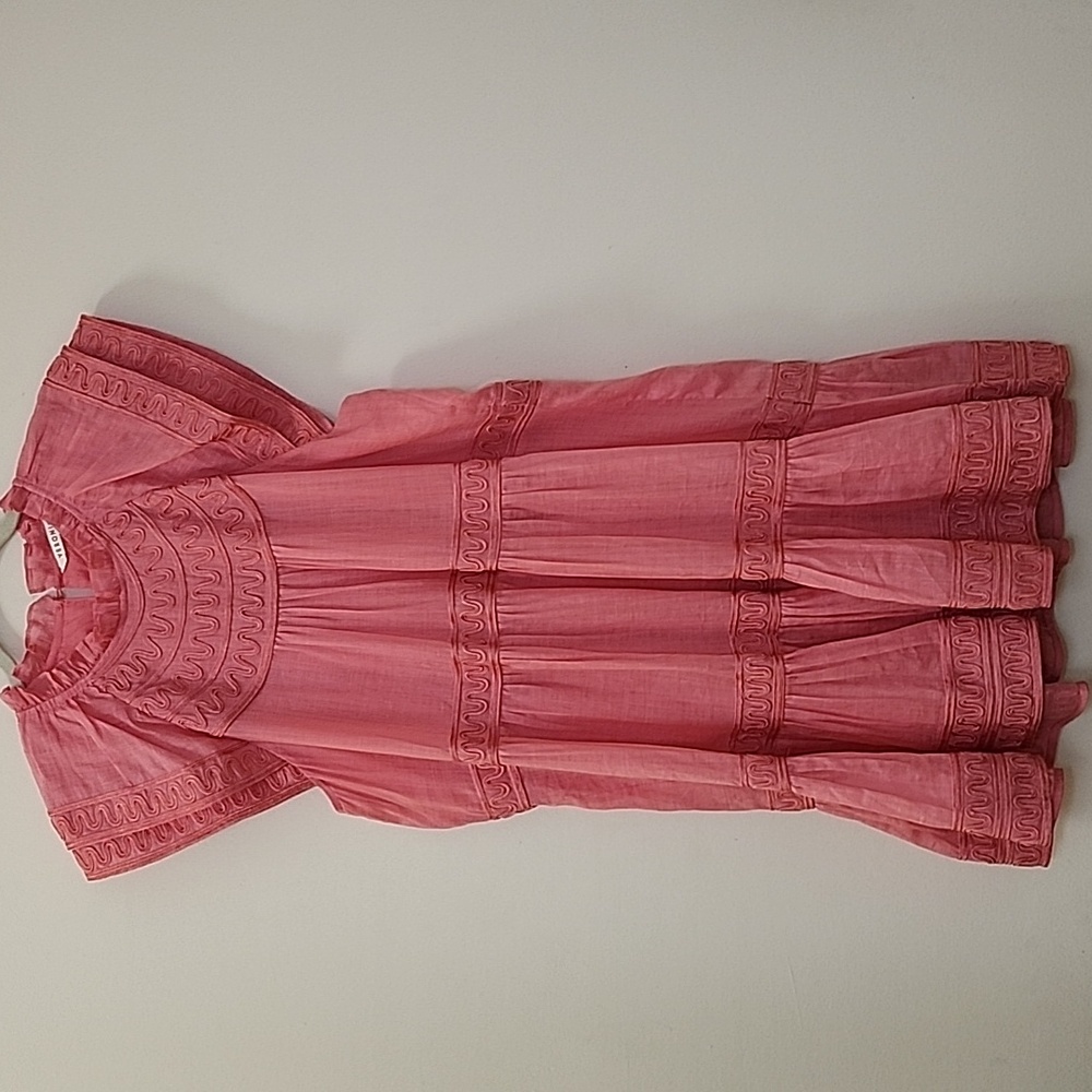 Veronica Beard Preppy Keely Tiered Ramie Mini Dress Size 10 Barbiecore - Picture 9 of 16